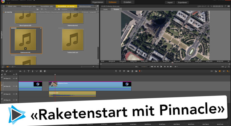 Erdbeben und Raketenstart mit Google Earth Aufnahme in Pinnacle Studio 20 Deutsch Video Tutorial